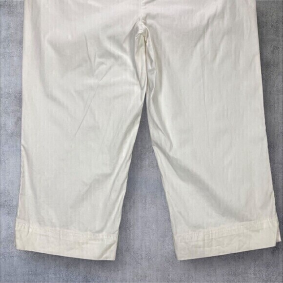Talbots Cropped Pants Womens Size 16 White Stretch Wide Leg Belted Pocket Capris - Picture 8 of 12